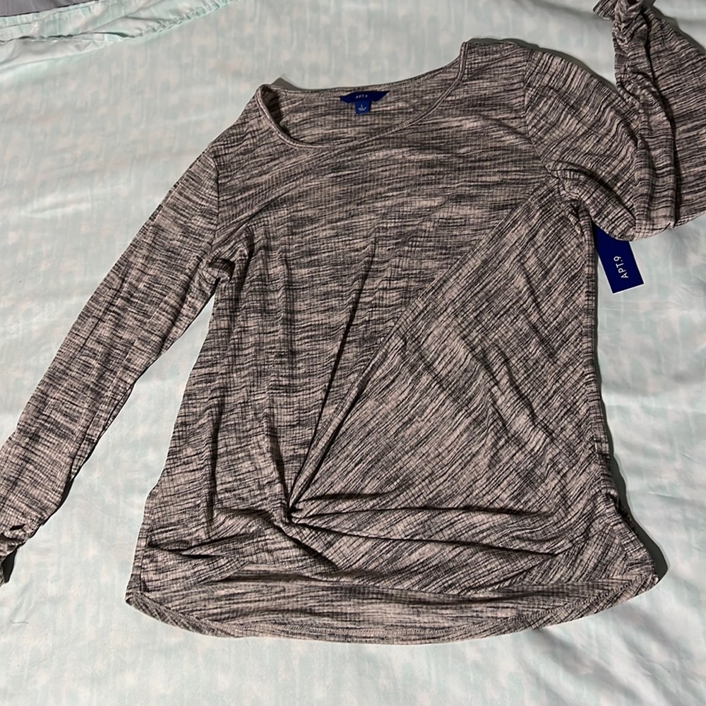 Apt. 9® Knit Top Cinched Long Sleeve Side Twist